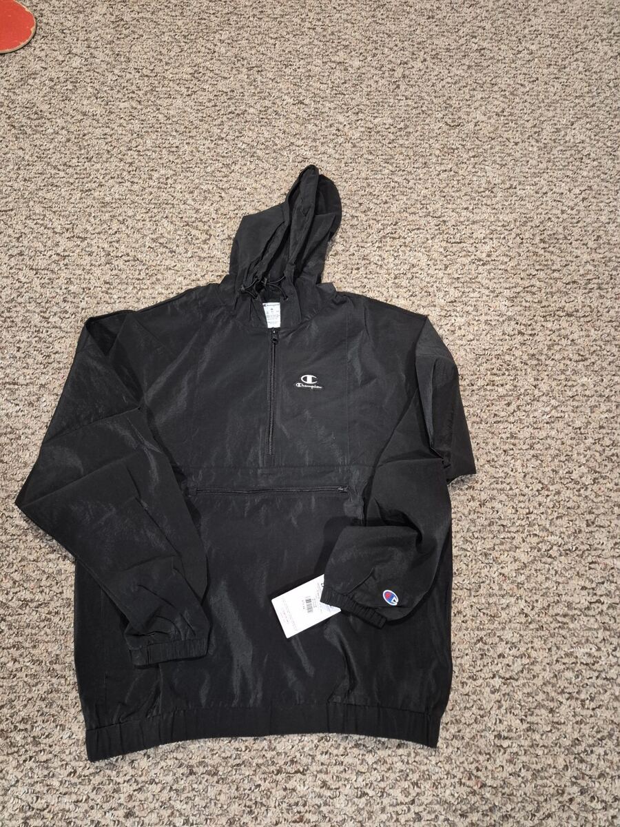 Men Medium Champion Windbreaker Half Zip Front Pocket
